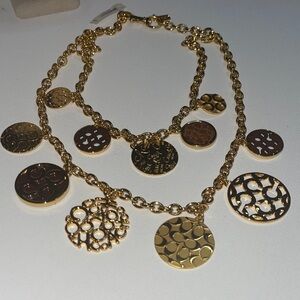 Coach Gold Pendant Necklace or Bag Jewelry with Wood and Metal Charms
